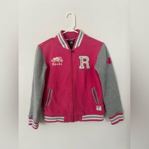 Roots Sweater Varsity Jacket Pink Grey Large (9-10 years)